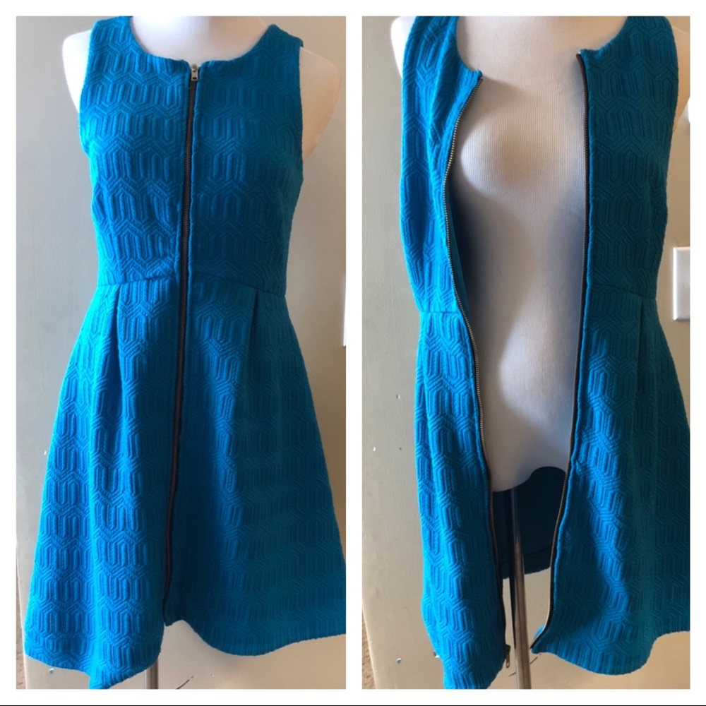 Anthropologie Blue Full Zip ‘Scuba’ Style Dress